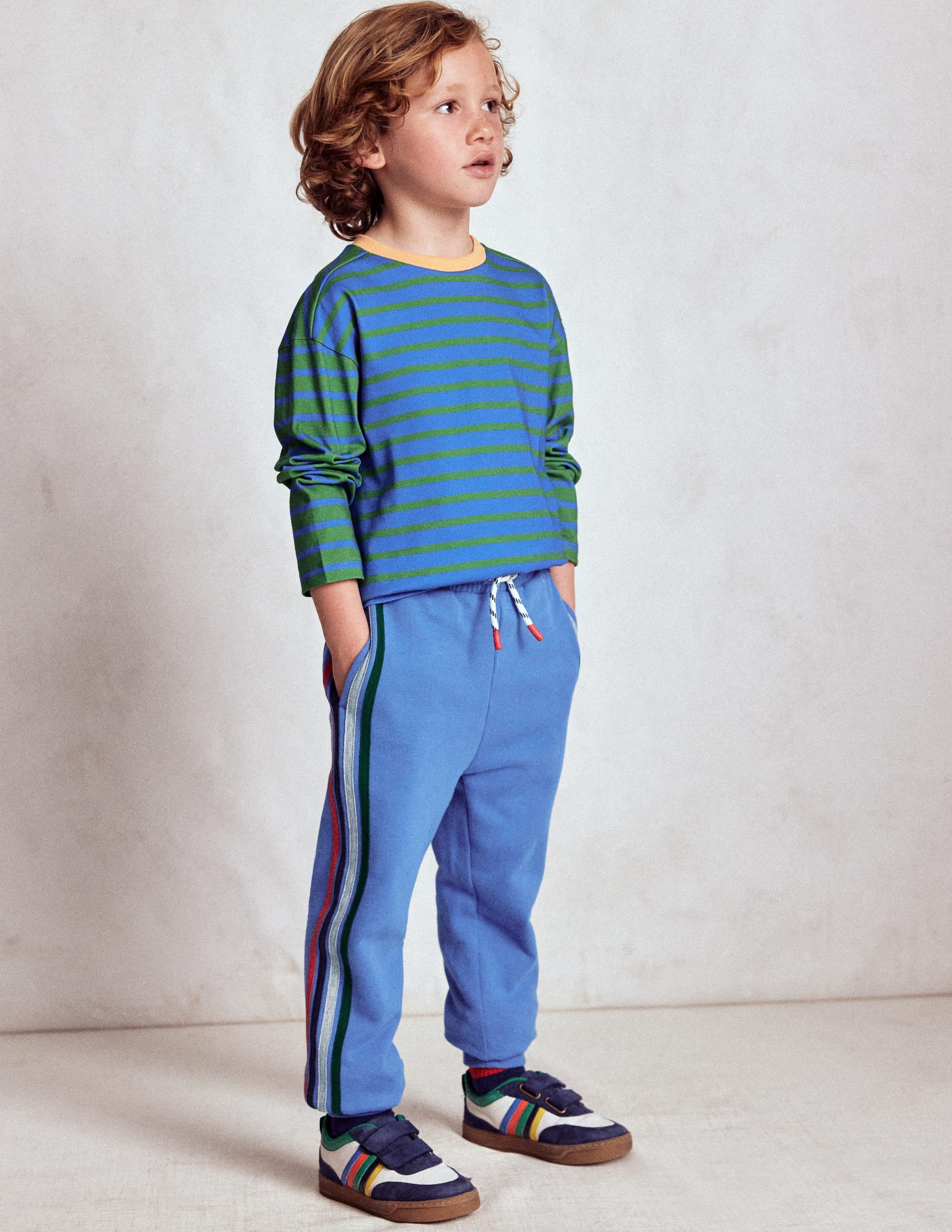 Rainbow Stripe Joggers-Blue River - Image 1