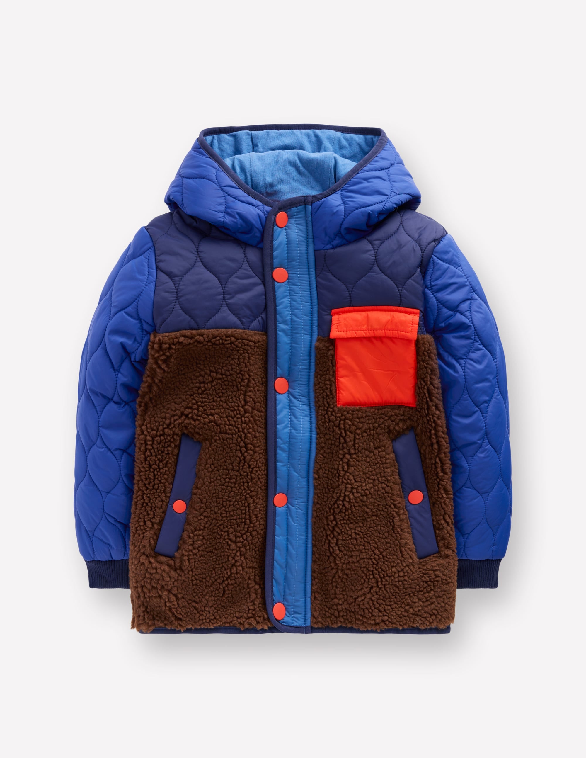 Quilted Borg Jacket-Dark Colourblock - Image 1