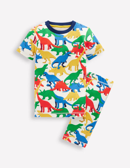 Snug Short John Pyjamas-Multi Dinos