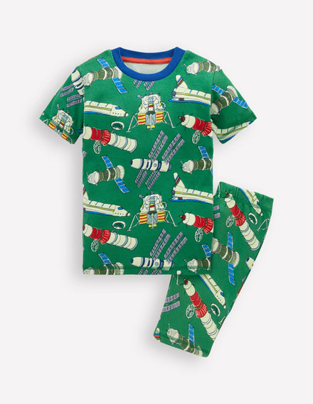 Snug Short John Glow Pyjamas-Green Satellites