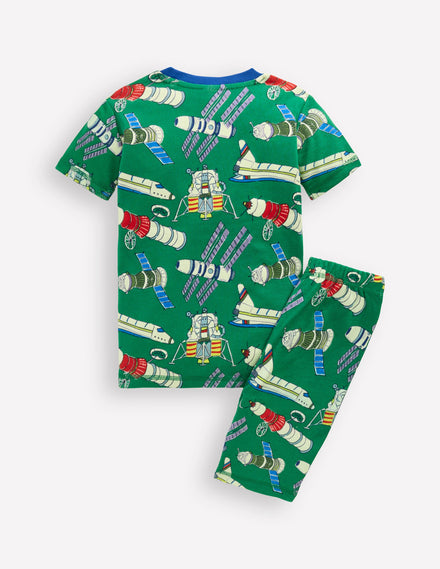 Snug Short John Glow Pyjamas-Green Satellites