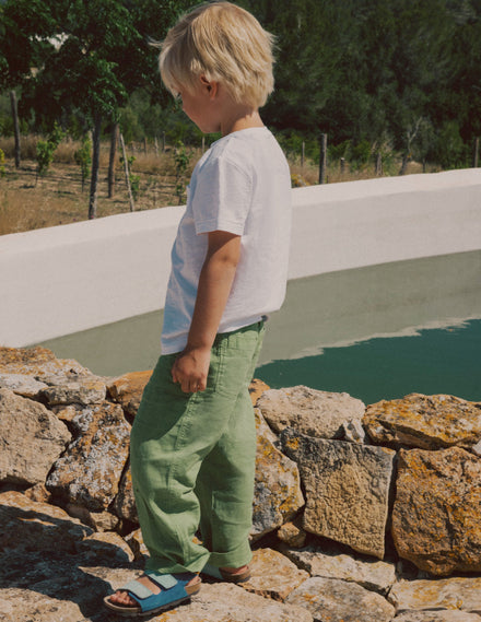 Cotton Linen Pull-on Trouser-Newt Green