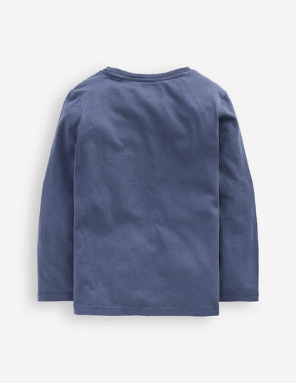 Long Sleeve Bouclé T-shirt-Robot Blue Halloween-2