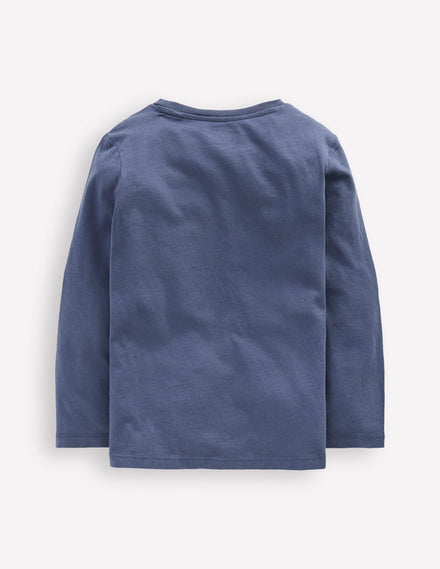 Long Sleeve Bouclé T-shirt-Robot Blue Halloween