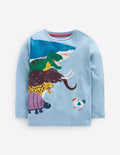 Long Sleeve Printed T-shirt-Glacier Blue Prehistoric