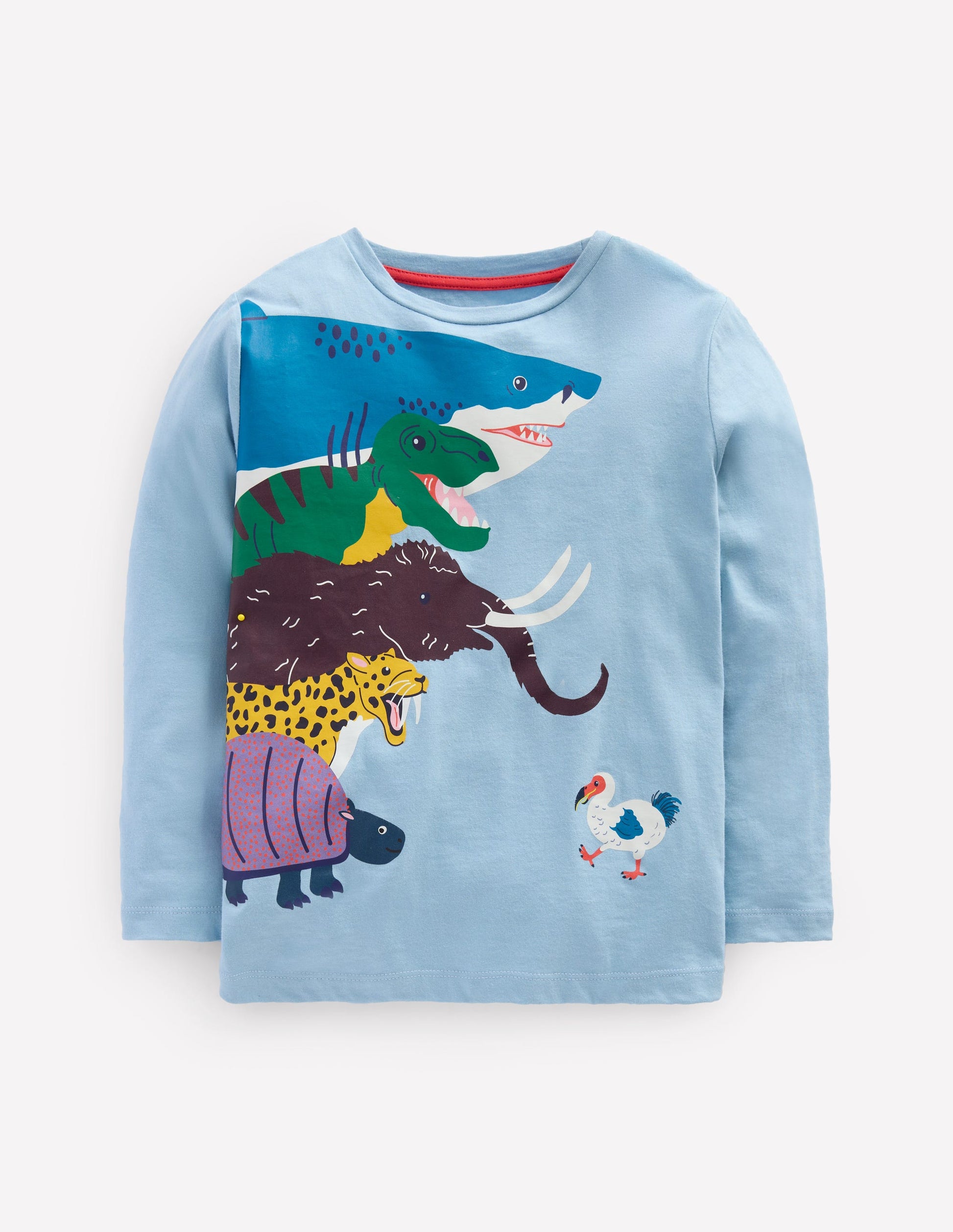 Long Sleeve Printed T-shirt-Glacier Blue Prehistoric-2