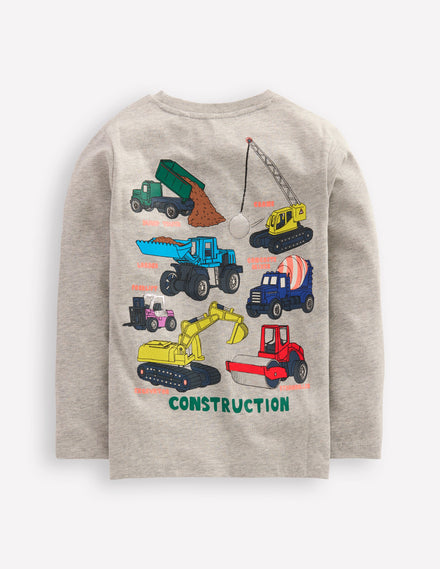 Front & Back Printed T-shirt-Grey Marl Vehicles