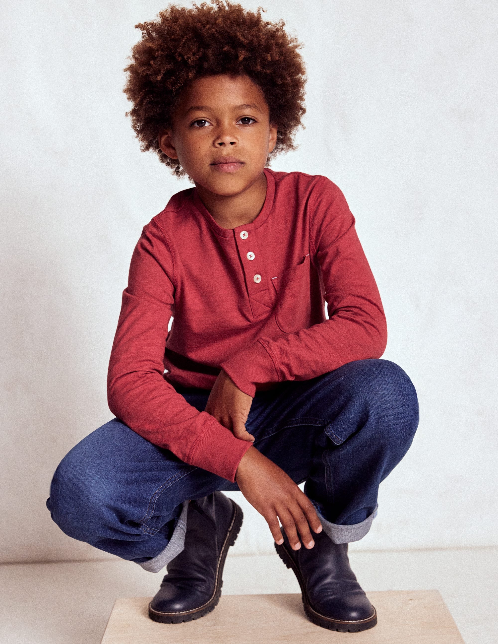 Everyday Henley T-shirt-Pomegranate red - Image 1