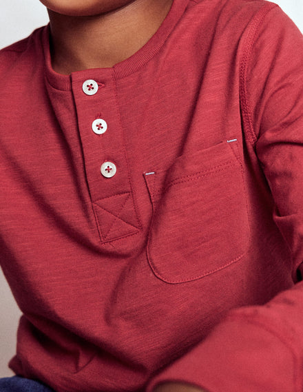 Everyday Henley T-shirt-Pomegranate red