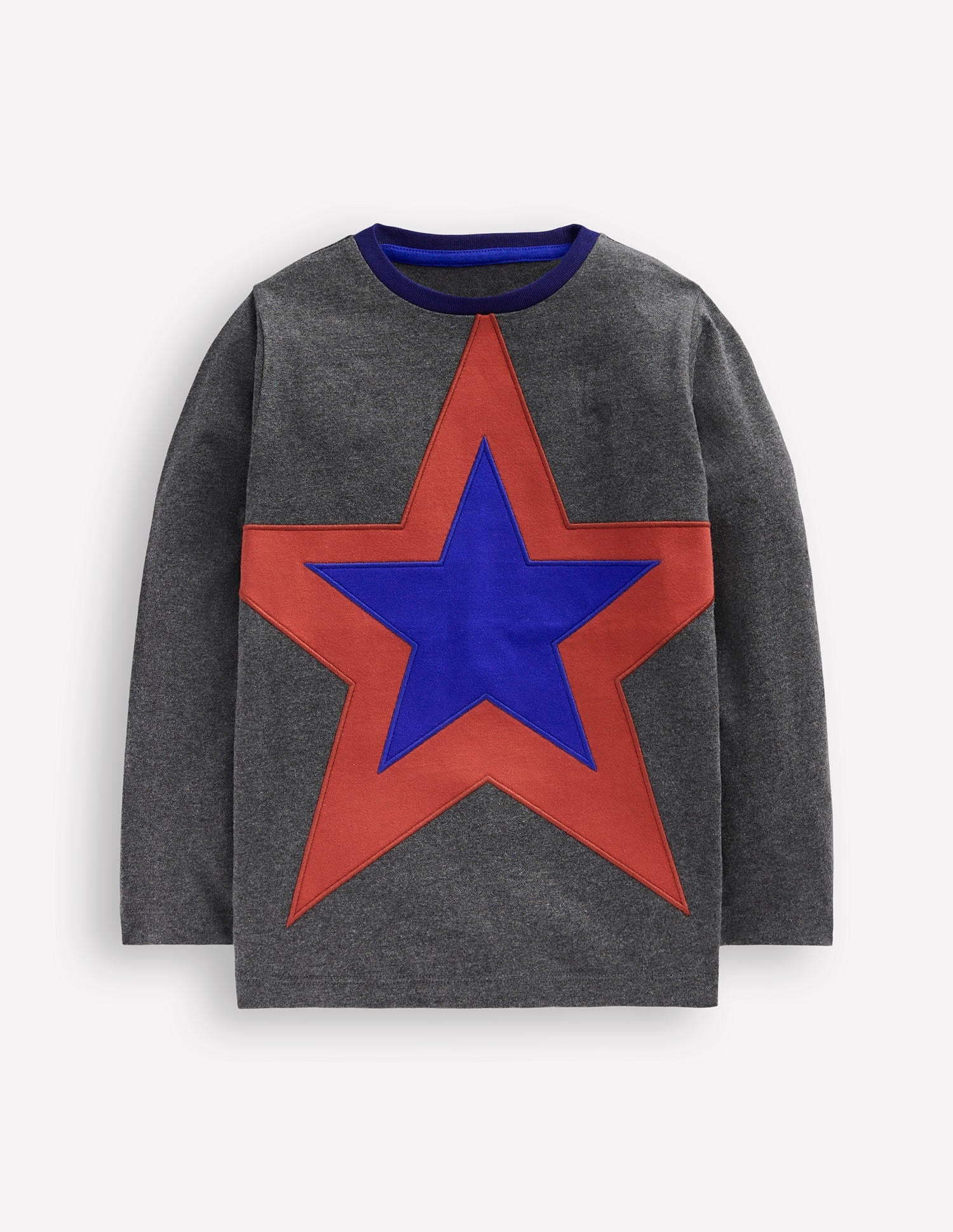Star Appliqué T-shirt-GREY MARL STAR - Image 1