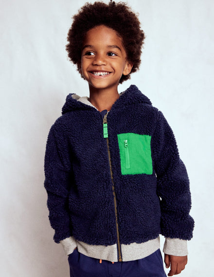 Reversible Borg Hoodie-Grey Marl