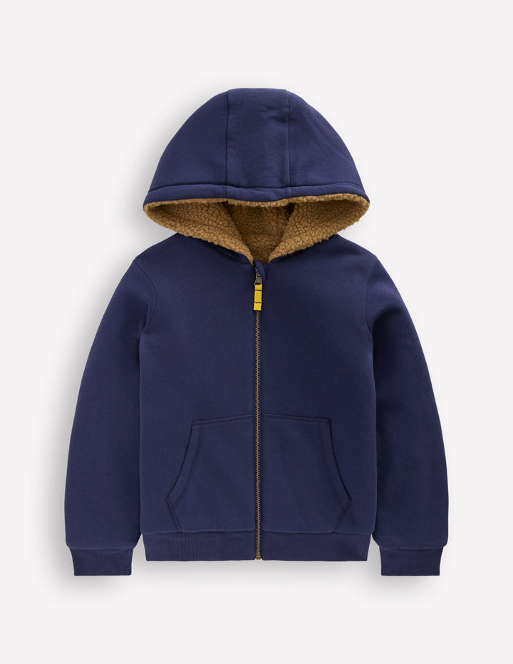 Reversible Borg Hoodie-College Navy