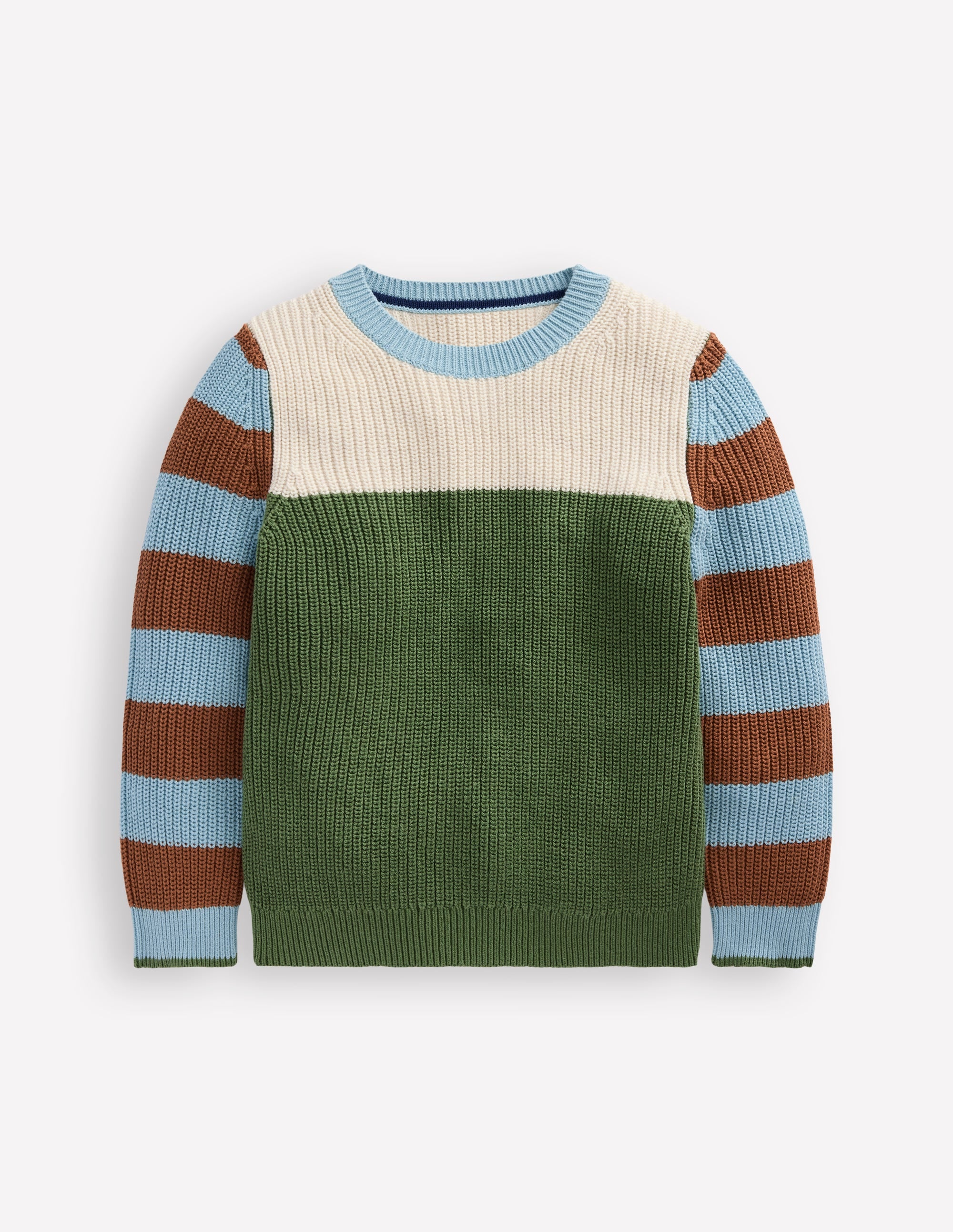 Everyday Cotton Jumper-Ecru Marl/Safari Green - Image 1
