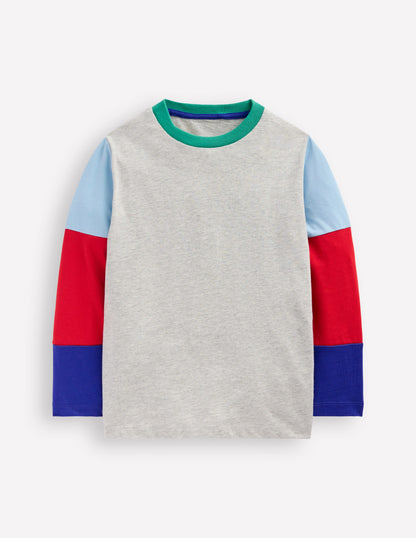 Long Sleeve Hotchpotch T-shirt-Grey-1