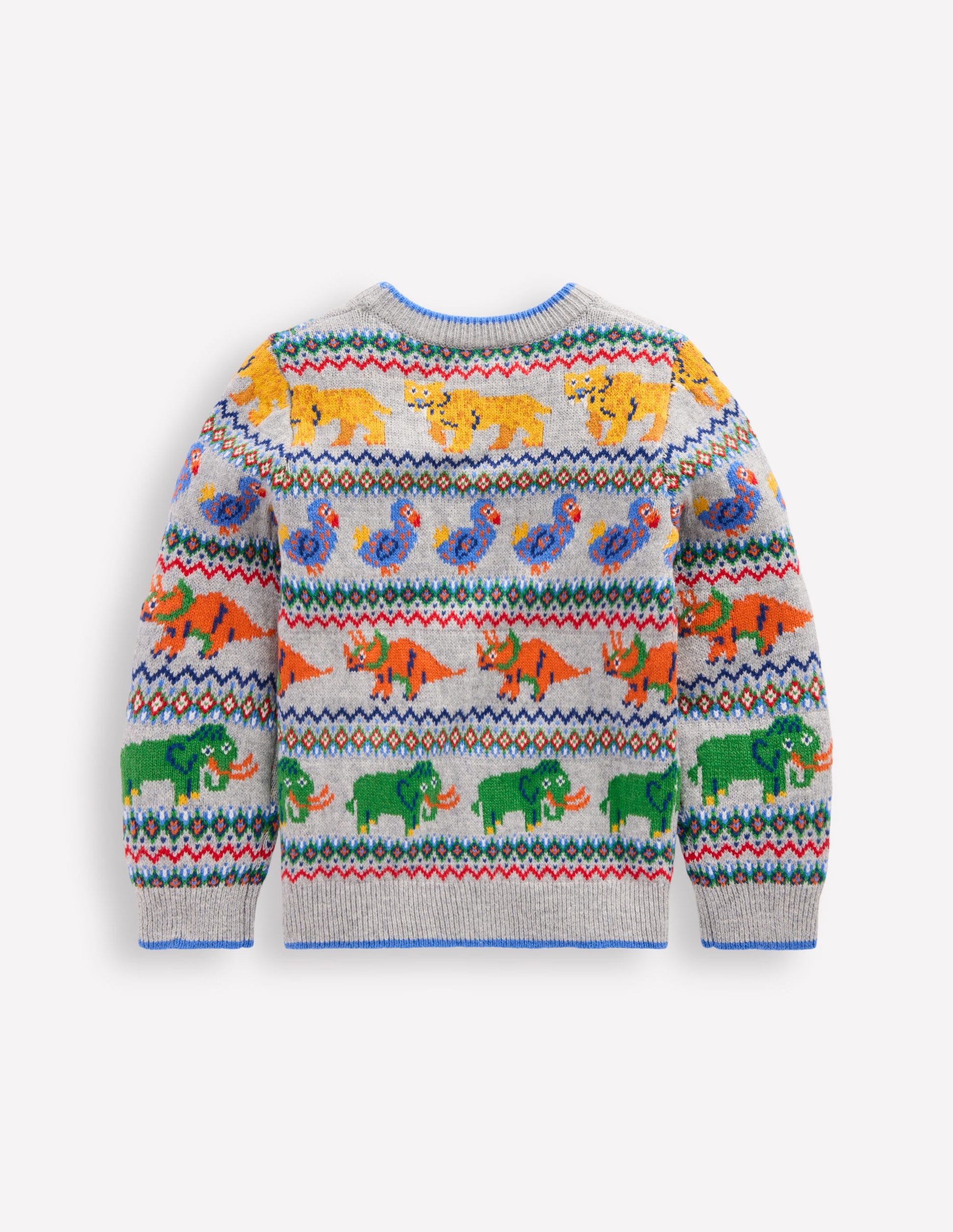 Fair Isle Jumper-Grey Marl Prehistoric Animals-3