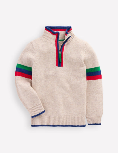Heritage Half-Zip Jumper-Oatmeal Marl-2