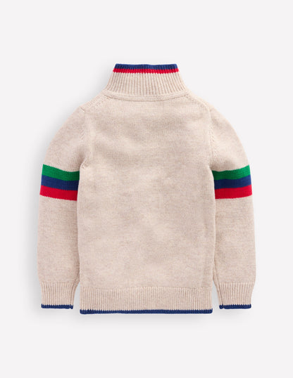 Heritage Half-Zip Jumper-Oatmeal Marl-3