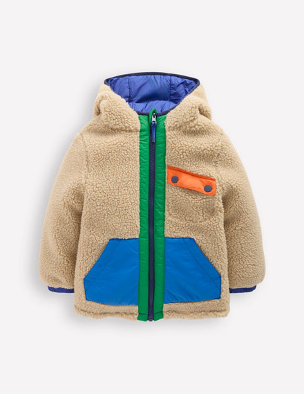 Reversible Cosy Borg Jacket-Mazarine Blue