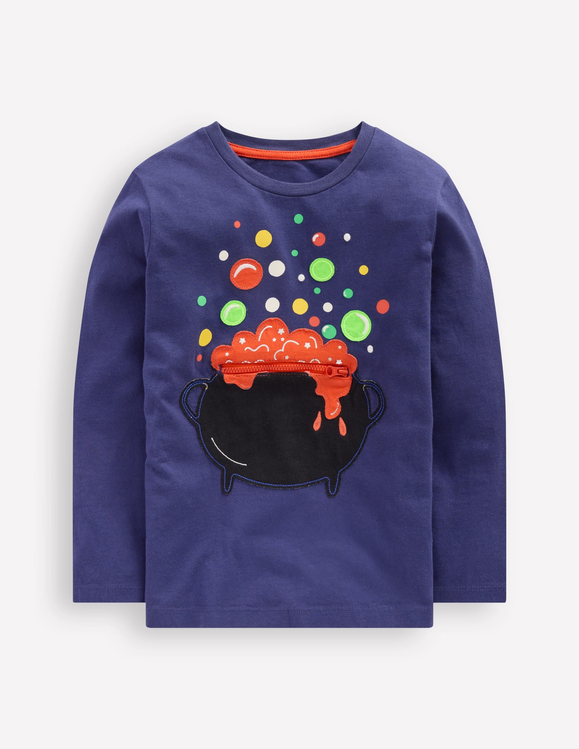 Zip Detail Appliqué T-shirt-Starboard Blue Caldron - Image 1
