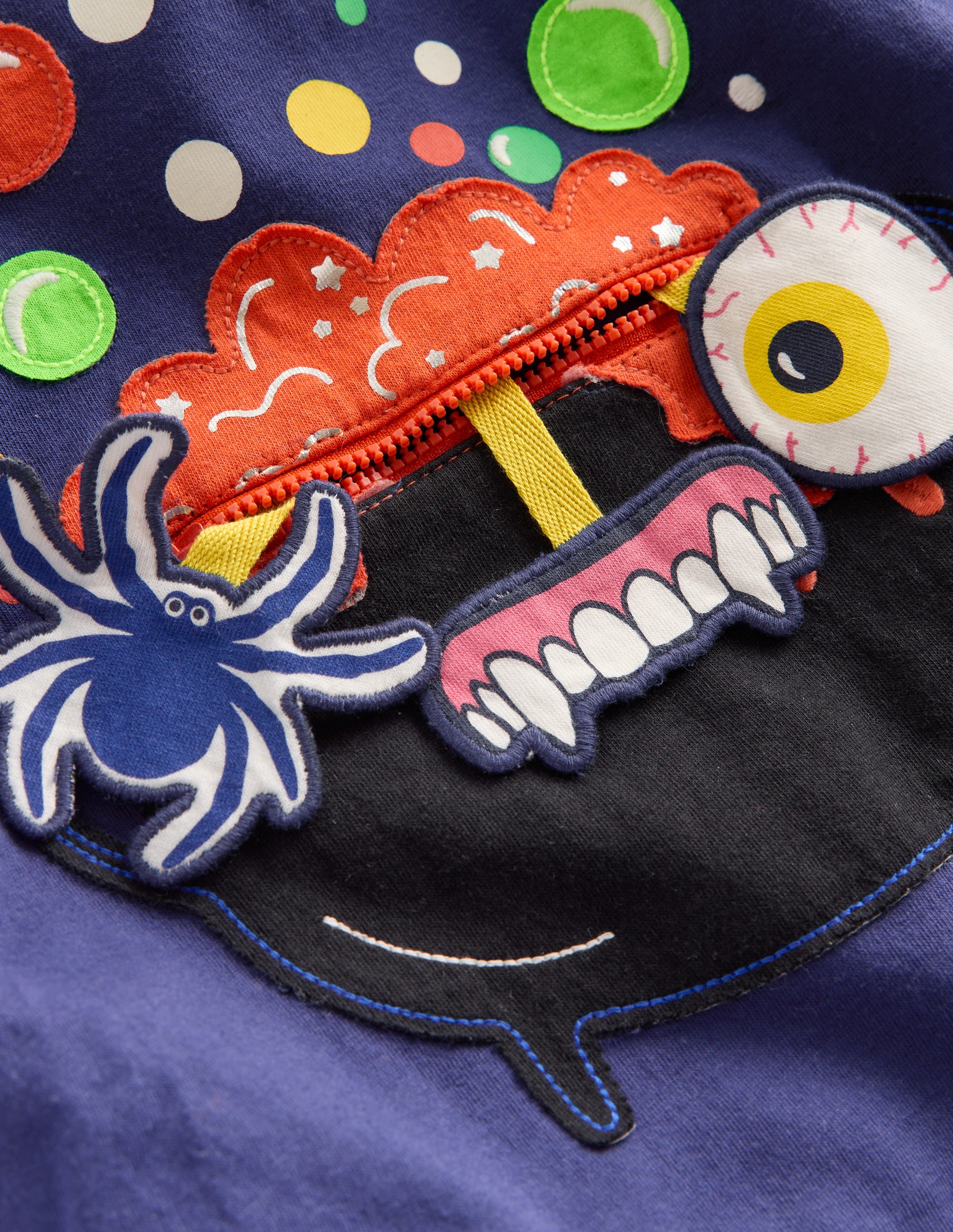 Zip Detail Appliqué T-shirt-Starboard Blue Caldron - Image 3