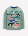 Long Sleeve Glow T-shirt-Eucalyptus Whales