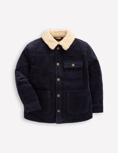 Borg Lined Cord Jacket-College Navy-1