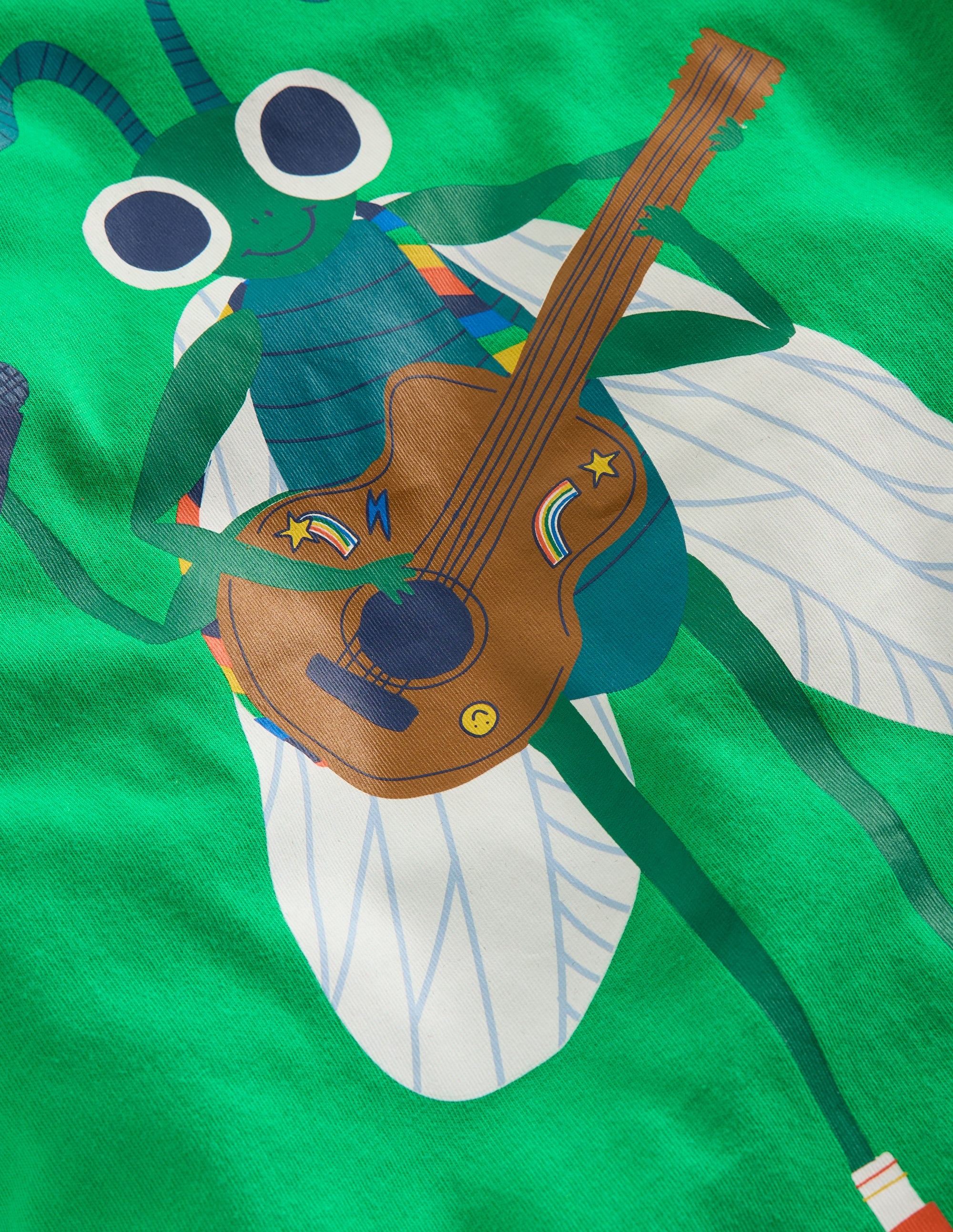 Long Sleeve Novelty T-shirt-Sapling Green Music Bug - Image 3