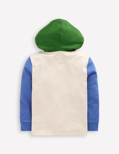 Hooded Mid-weight T-shirt-Oatmeal Marl/ Blue River-5