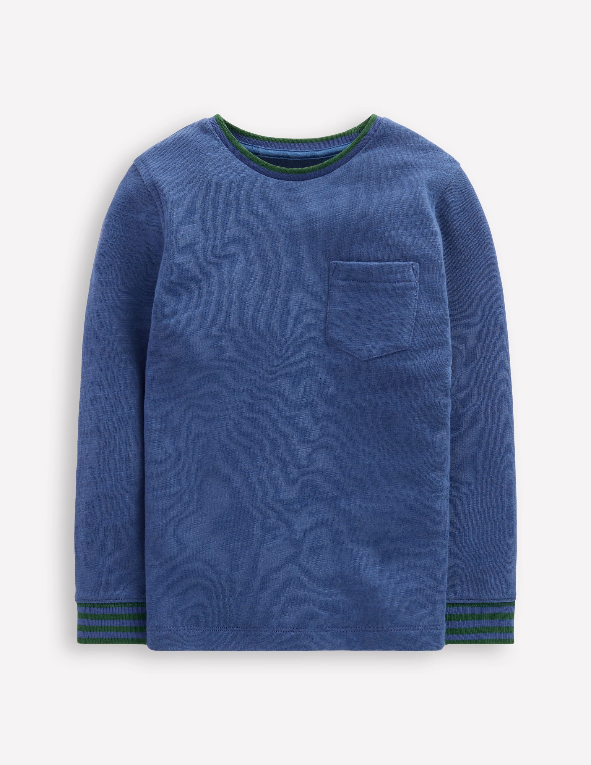 Cosy Mid-weight T-shirt-Denim Blue/ Emerald Night - Image 1
