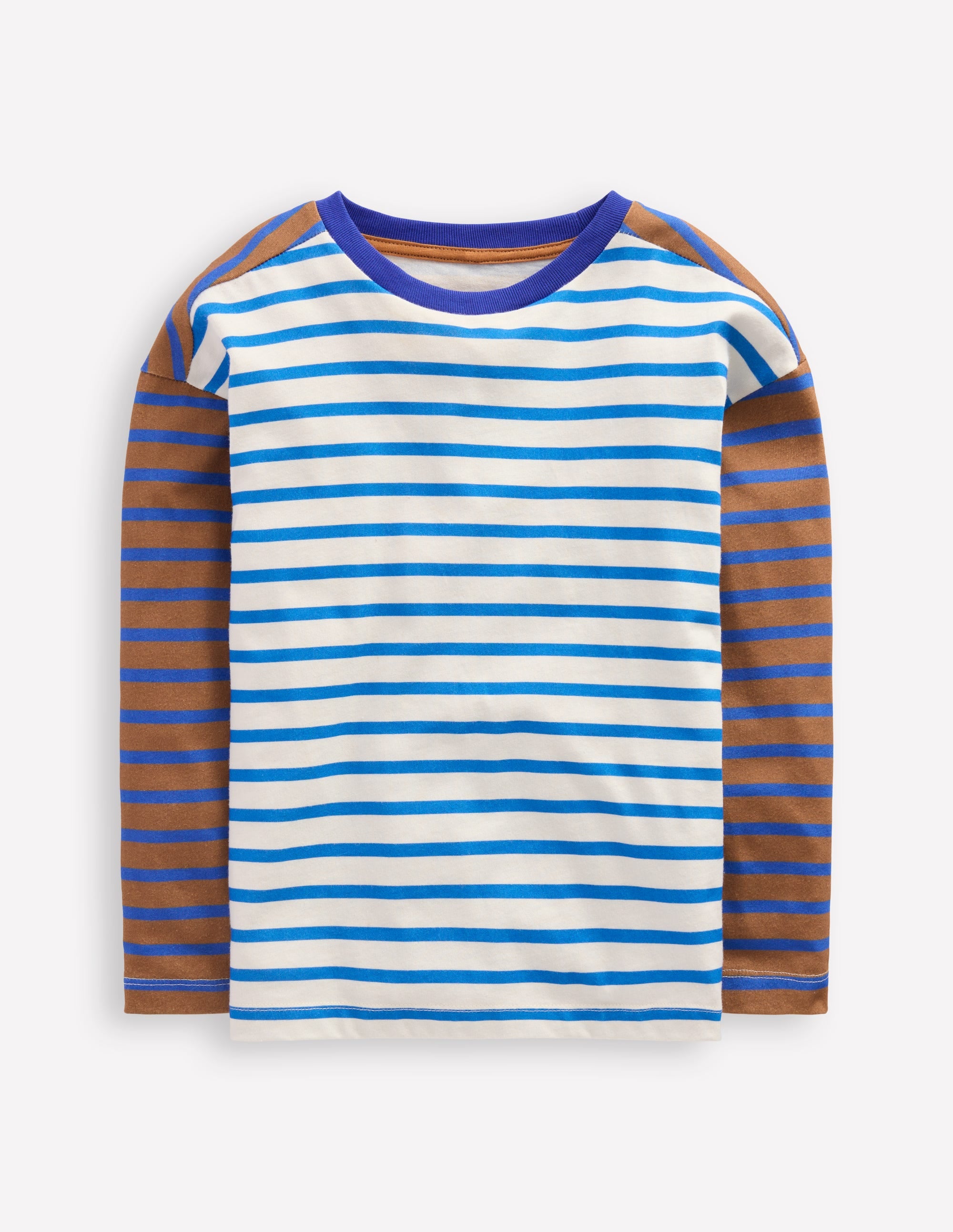 Breton T-shirt-Cognac/ Bright Blue - Image 1