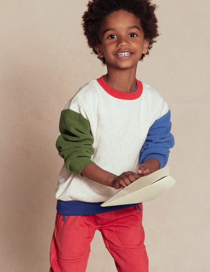Colourblock Sweatshirt-Oatmeal Marl Colourblock-1