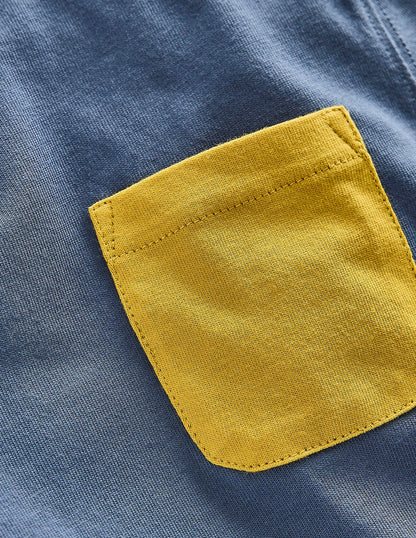 Colour Block T-shirt-Robot Blue/ Canary Yellow-3