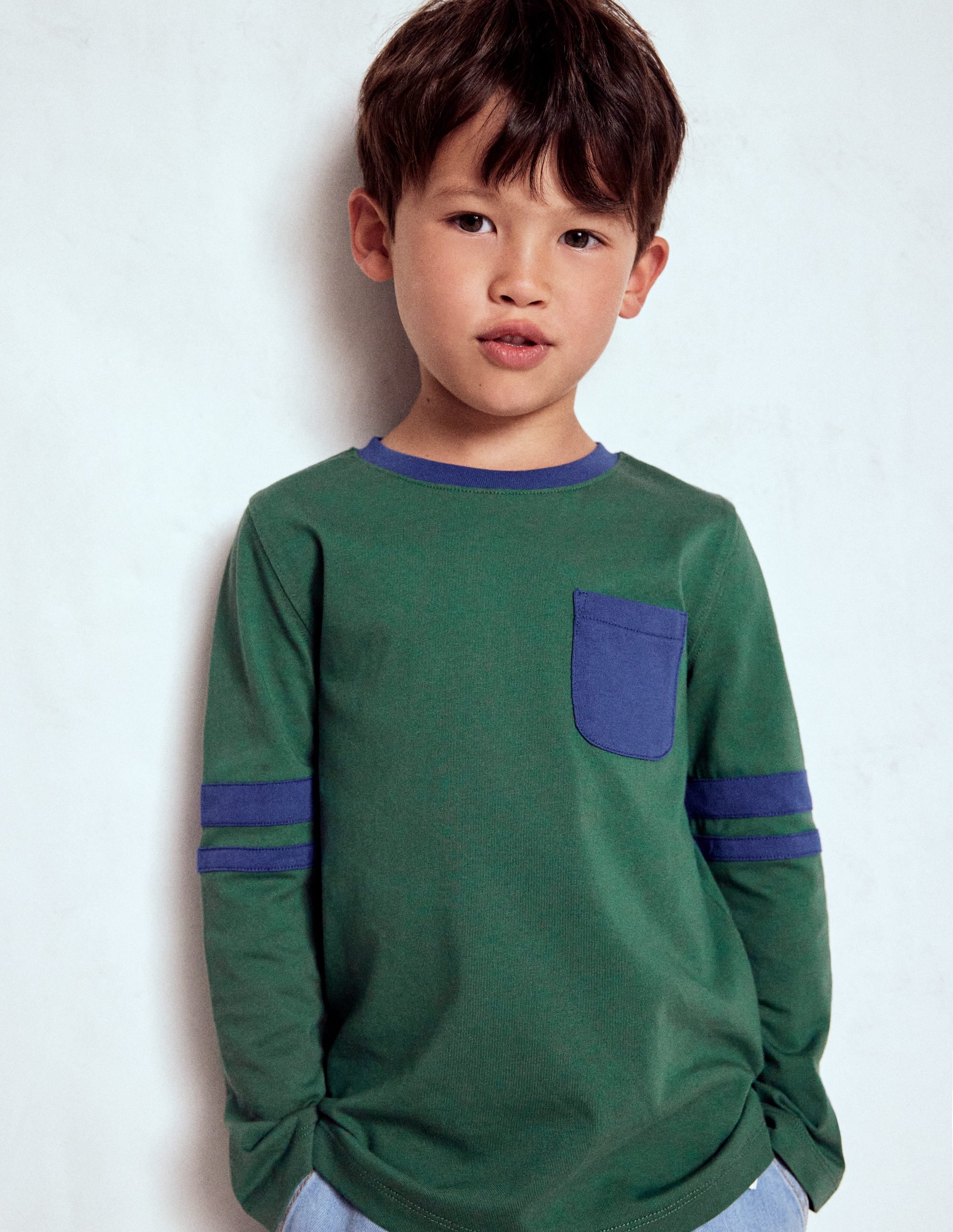 Colour Block T-shirt-Smoke Pine/ Starboard Blue - Image 1