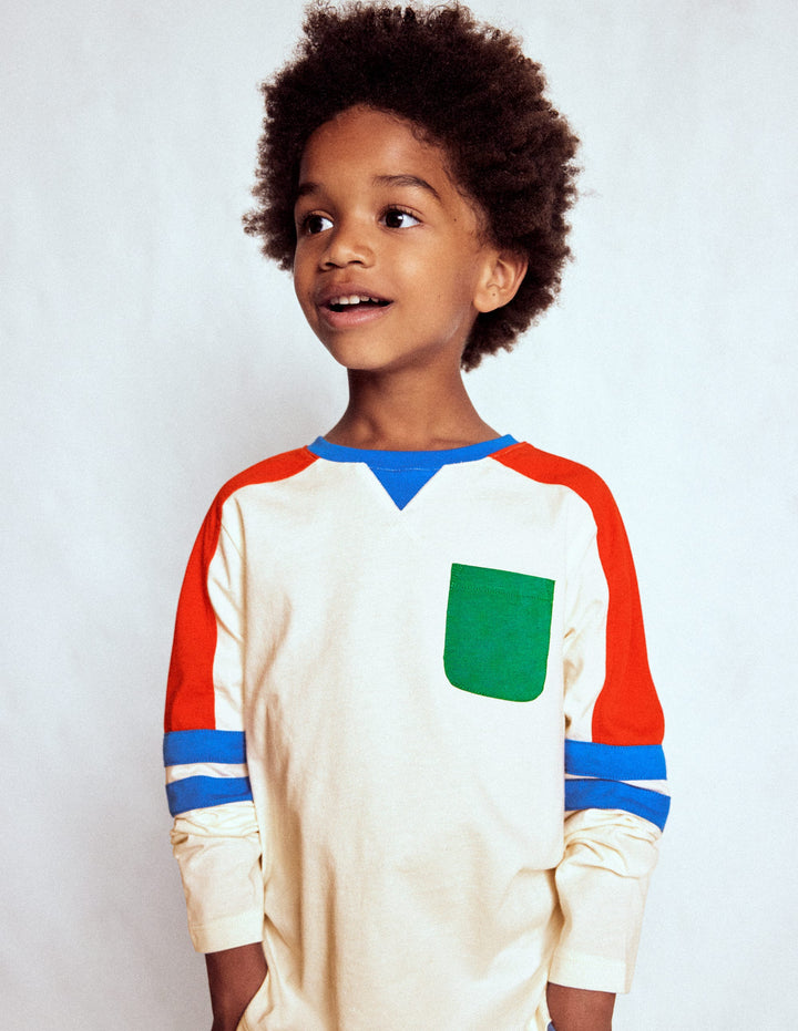 Colour Block T-shirt-Soft Ivory Multi