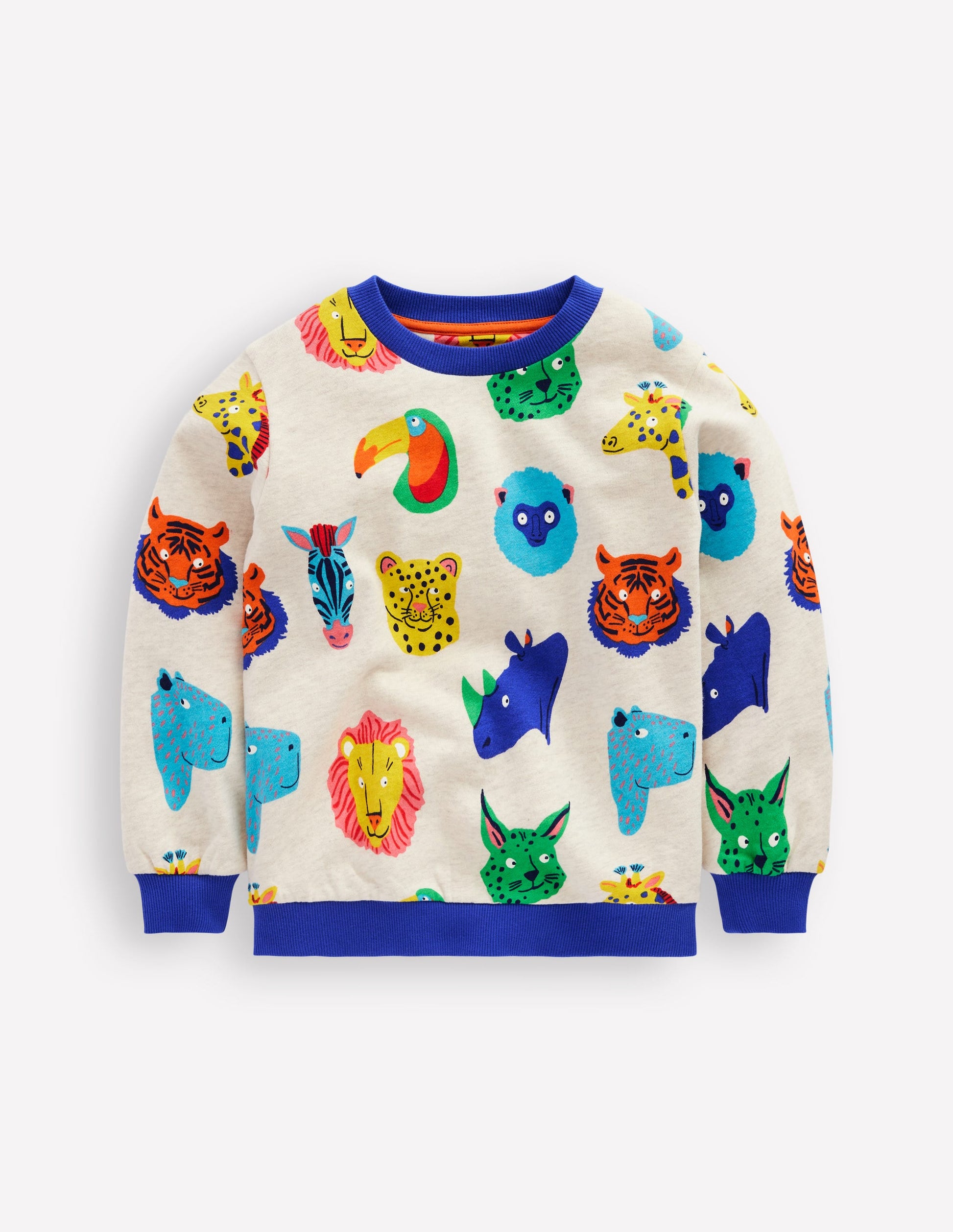 Printed Sweatshirt-Multi Animal Faces-1