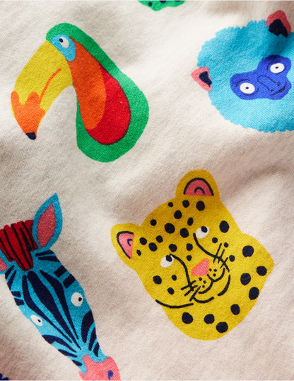 Printed Sweatshirt-Multi Animal Faces-3