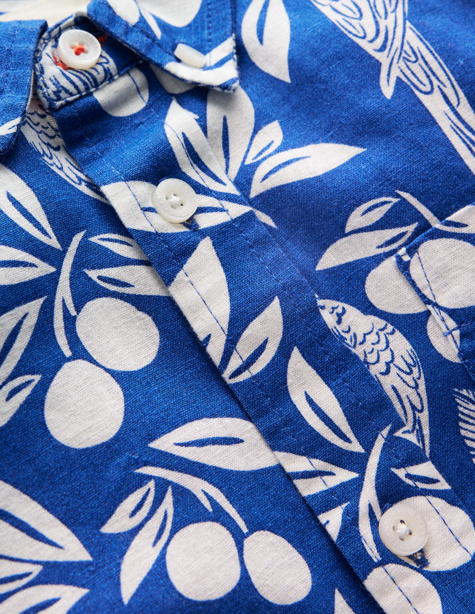 Cotton Linen Shirt-Blue Parrot Palm-8