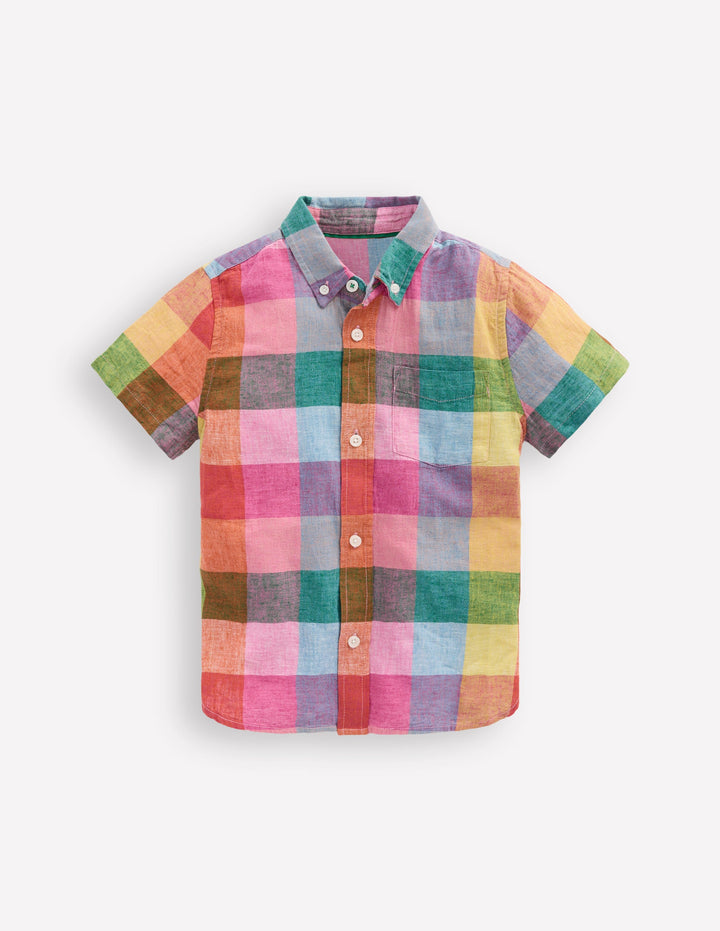 Cotton Linen Shirt-Multi Gingham