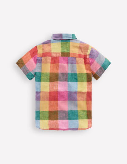 Cotton Linen Shirt-Multi Gingham-2
