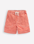 Pull-On Cotton Shorts-Red Ticking