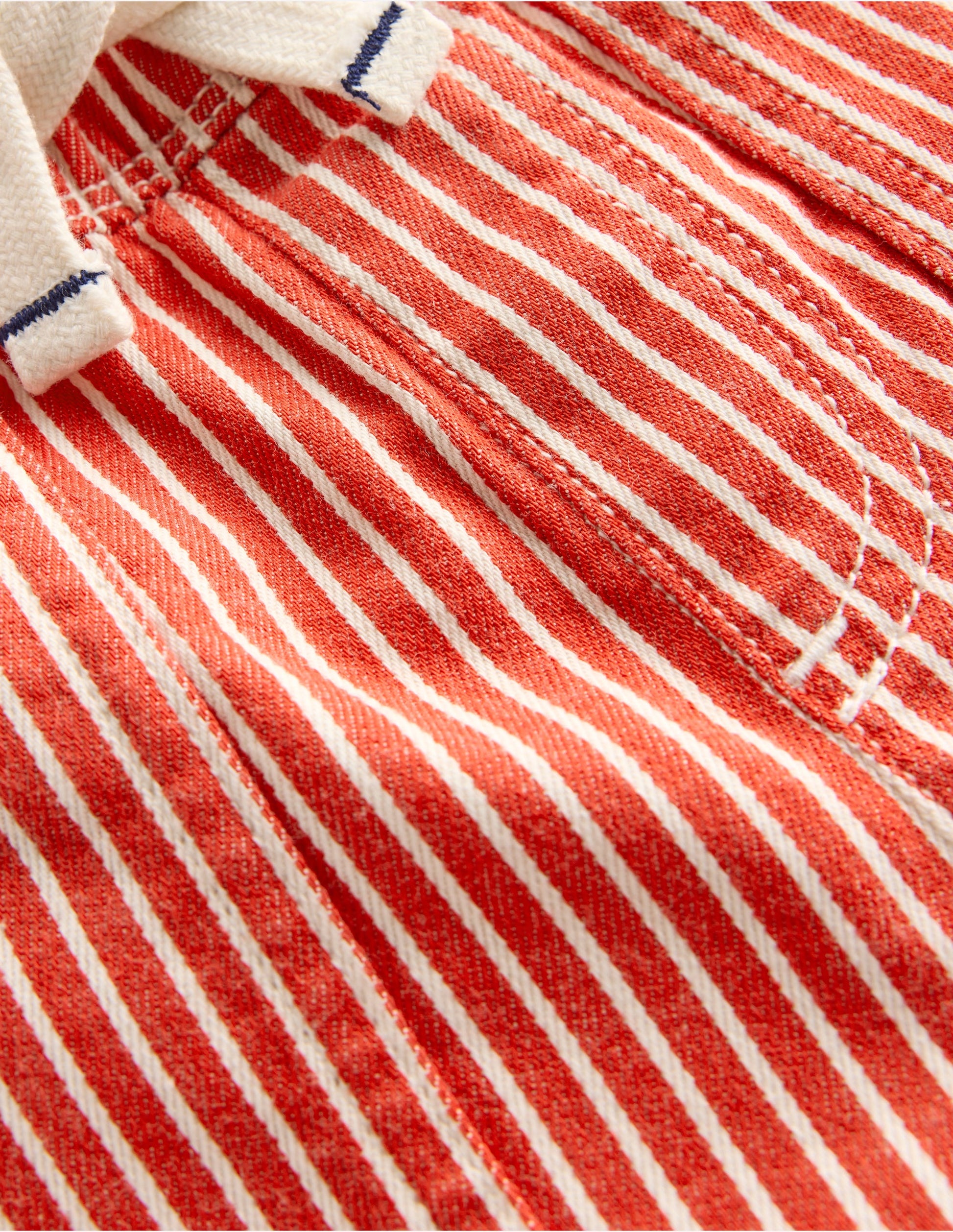 Pull-On Cotton Shorts-Red Ticking-3