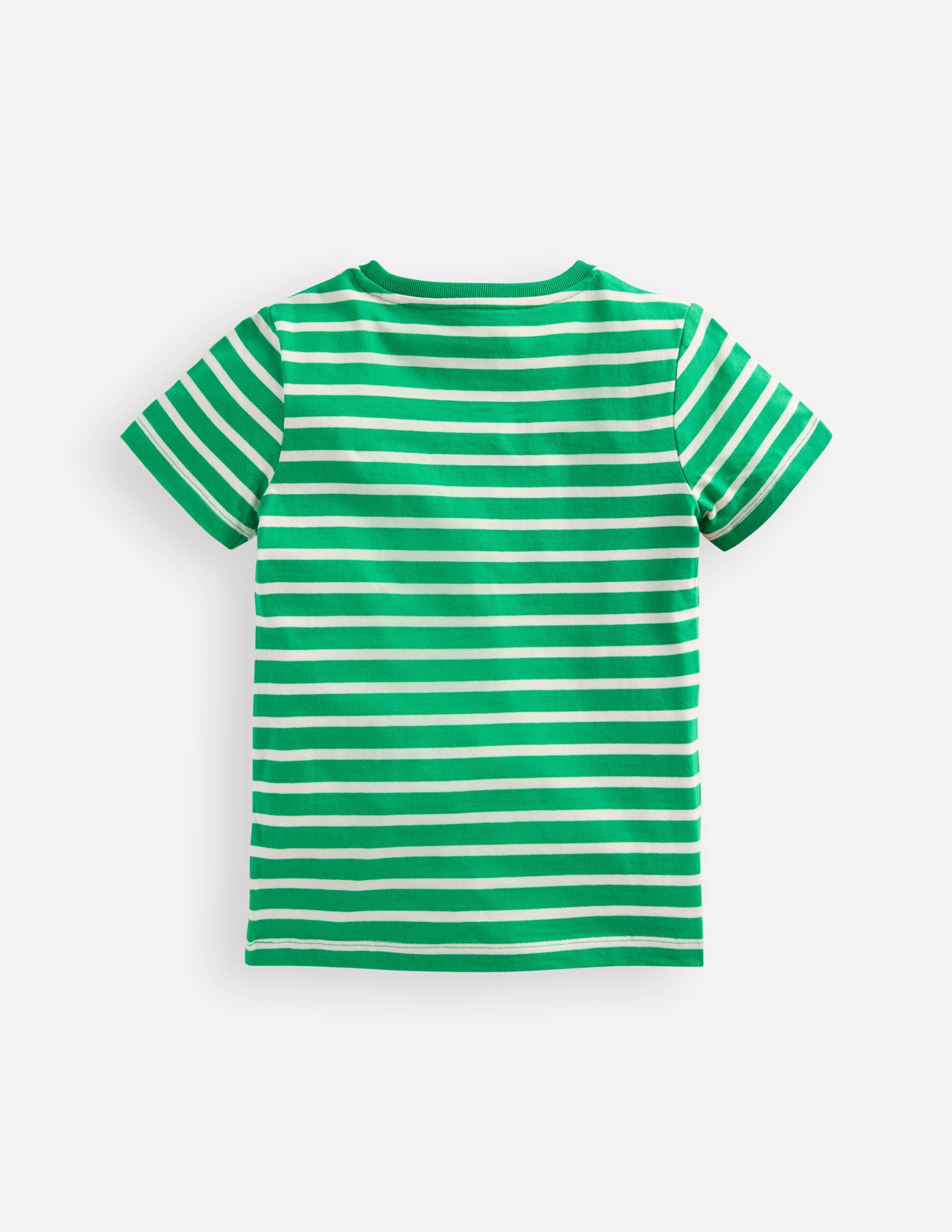 Short Sleeve Appliqué T-shirt-Bright Green Striped Monkeys - Image 2