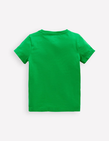 Zip Applique T-shirt-Sapling Green Whale