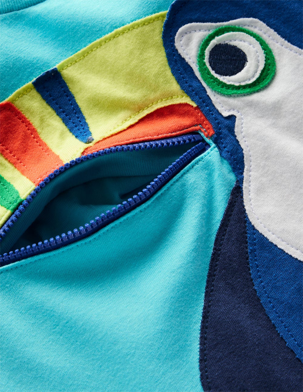 Zip Applique T-shirt-Barbados Beach Toucan-3