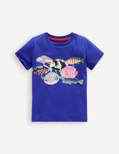 Short Sleeve Riso T-Shirt-Blue Heron Fish-4