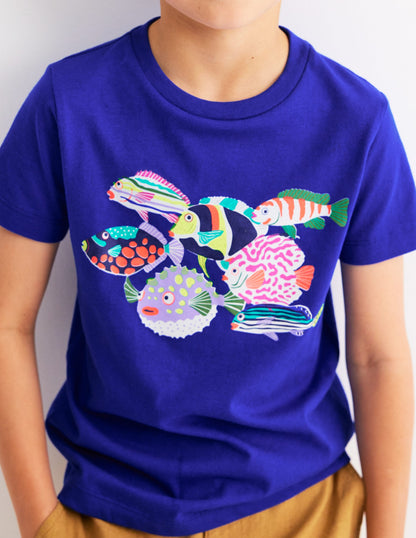 Short Sleeve Riso T-Shirt-Blue Heron Fish-3