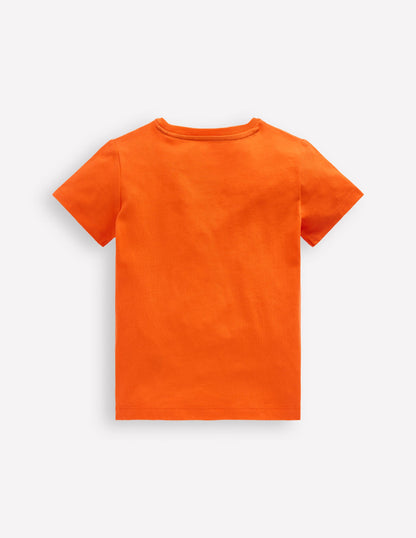 Chain Stitch T-Shirt-Hot Coral tiger-5