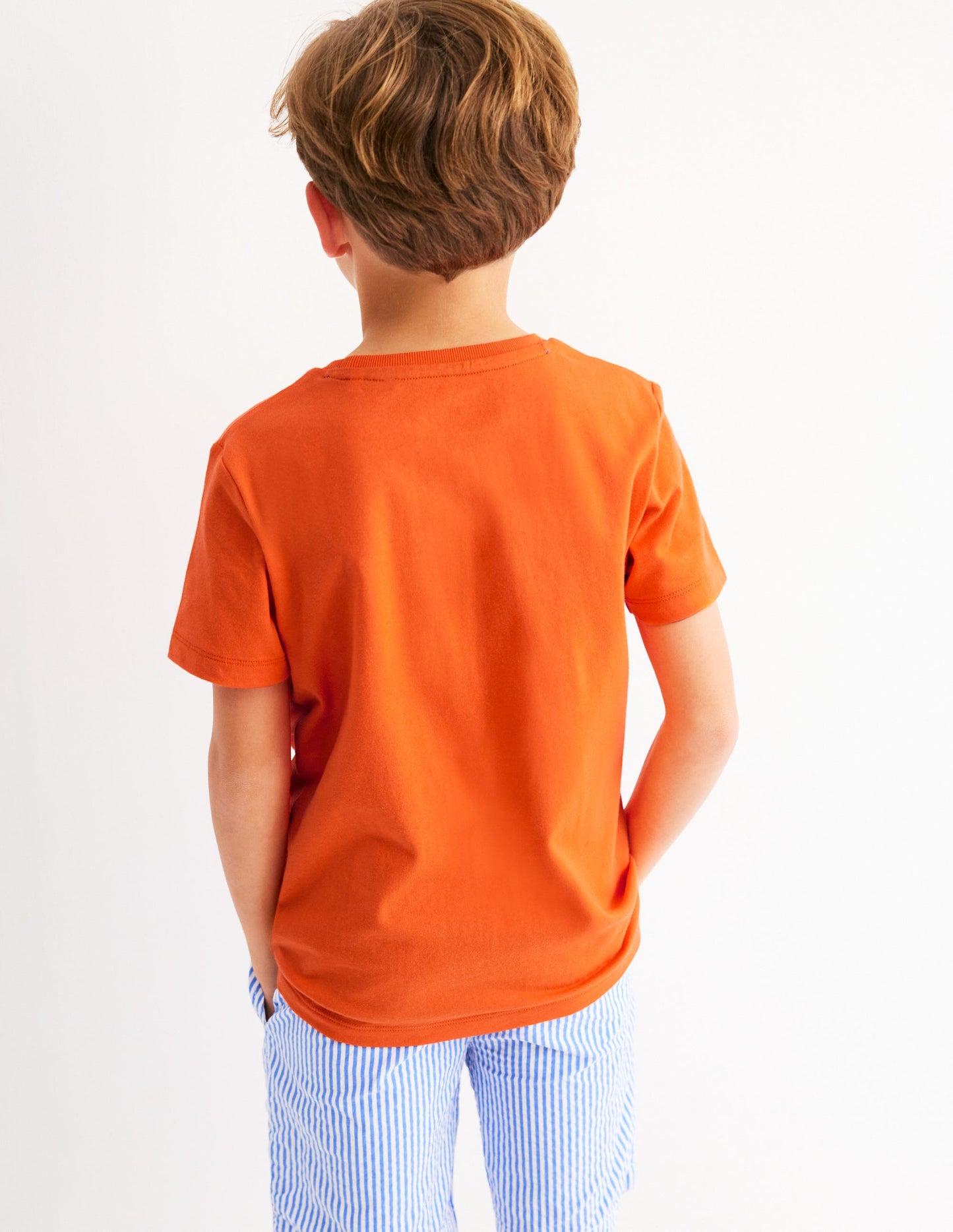 Chain Stitch T-Shirt-Hot Coral tiger