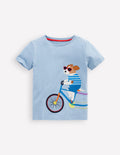 Fun Graphic T-shirt-Vintage Blue Dogs on a Bike