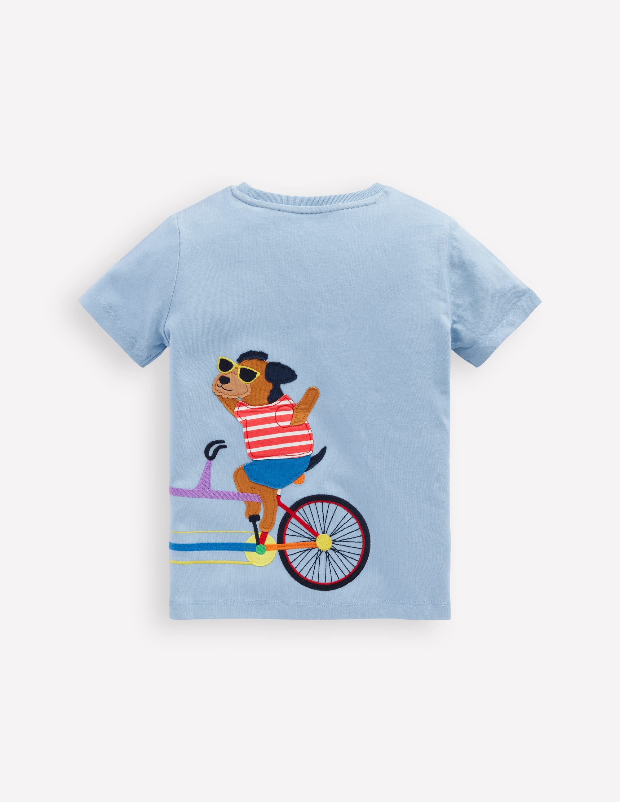 Fun Graphic T-shirt-Vintage Blue Dogs on a Bike - Image 2